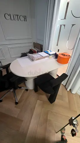 Oval Type White Office Desk - Good Condition