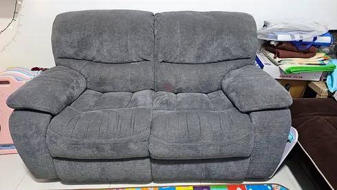 Grey 2-Seater Recliner Sofa, Comfortable and Cushioned