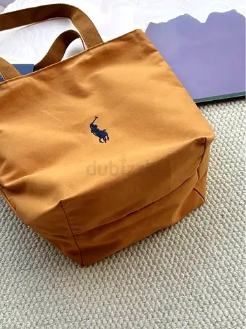 Ralph Lauren brown canvas tote bag with logo