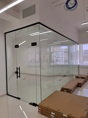 Frameless Glass Partition Office Room with Black Hardware - Ready to Install