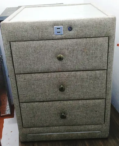 Upholstered 3-Drawer Nightstand / Bedside Table with USB Port