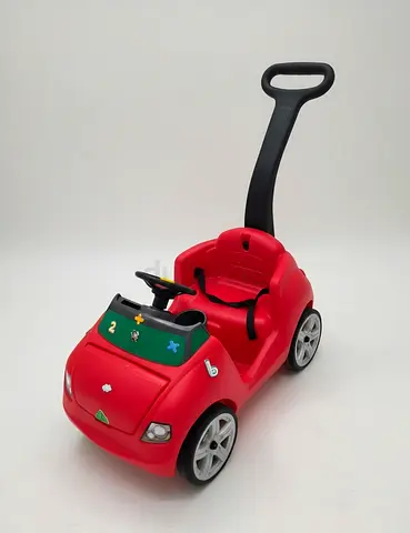 Red Push Ride-On Car with Parental Handle and Steering Wheel