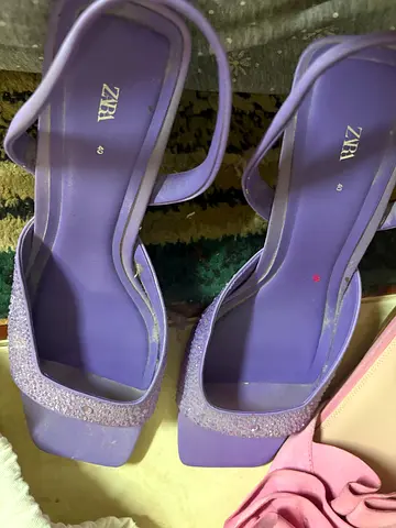Zara purple stressed heels