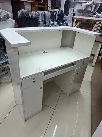 White Reception Desk / Counter with Storage Drawers