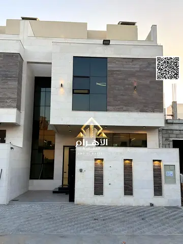 Luxury 5-bedroom master townhouse for sale in Al Helio, Ajman | Stone facade and large setback
