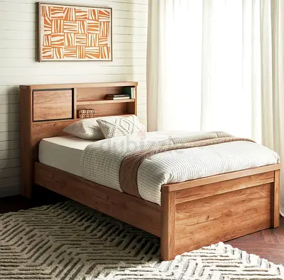 Wooden Single Bed (Mattress included)