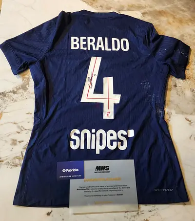 Lucas Beraldo PSG Match Worn Jersey - Signed with MWS certificate