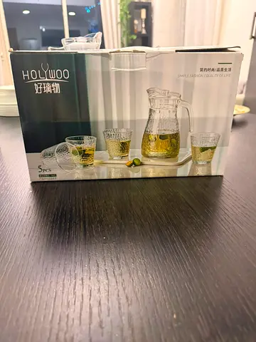 5-piece Glass Pitcher and Tumbler Set (unused, in box)