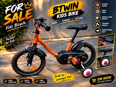 Btwin Kids Bicycle with Training Wheels - Good Condition