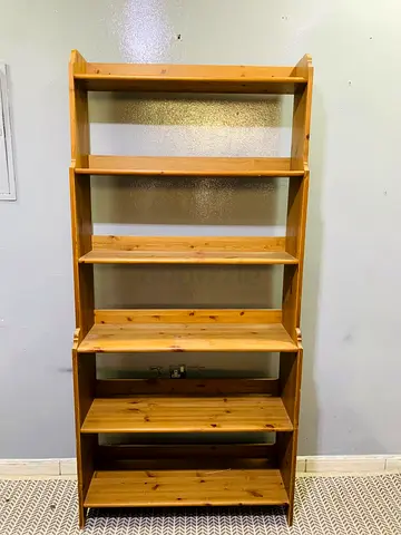 Solid Wood 6-Shelf Bookcase / Display Unit - Natural Finish