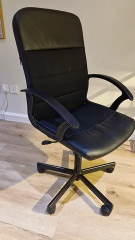 IKEA Black Office Swivel Chair with Armrests - Good Condition