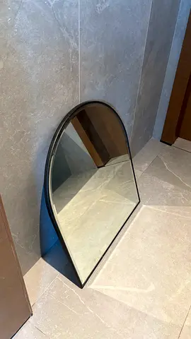 Large Arch Standing Mirror with Black Frame