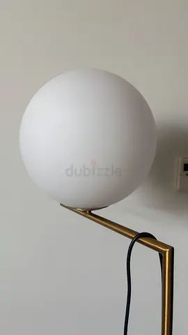 Modern Brass Floor Lamp with Frosted Glass Globe