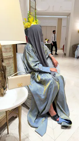 Silk-like Abaya and Hijab Set with Ivory Valentino-style Clutch