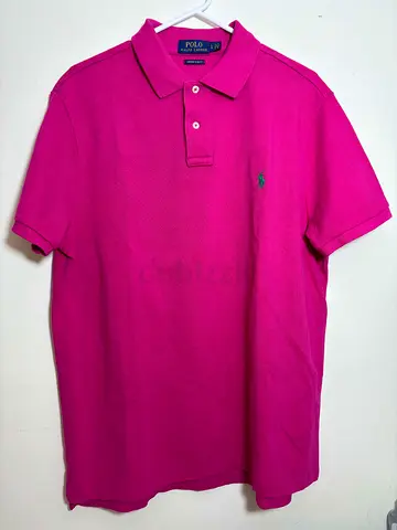 Large XL Aut Pink RL Ralph Lauren mens polo shirt tee tops