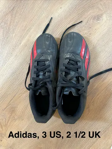 Adidas kids sneakers size US 3 (black with red accents)