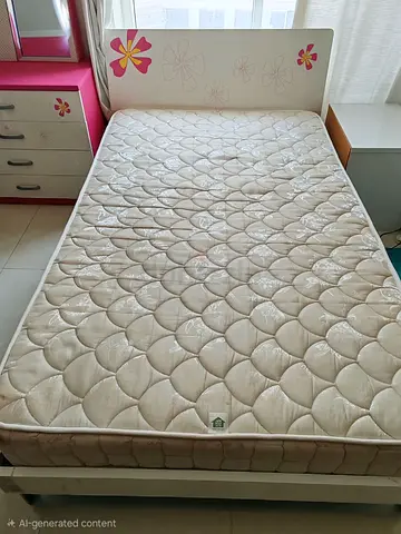 Single Girls Bed Frame with Mattress - Floral Design