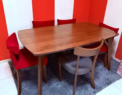 Wooden Dining Table with Four Chairs