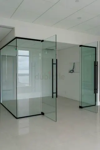 Glass Partition Office Rooms with Swing Doors - Modern Frameless Design