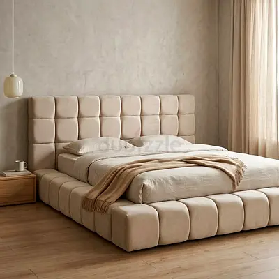 Modern Upholstered Bubble Bed Frame