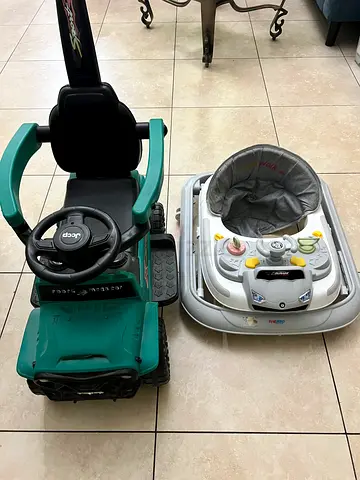Combo: Baby Walker and Push Ride-On Car (Used, Good Condition)