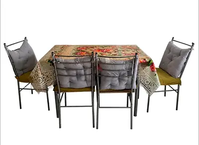 4-Seater Metal Dining Set with Cushioned Chairs