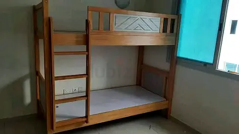Solid Wood Bunk Bed (Single over Single) - Good Condition