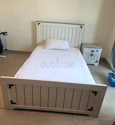 Kids Bed 4 Set: white wooden bed 120x200 +night stand,  learning, adaptive office and library perfec