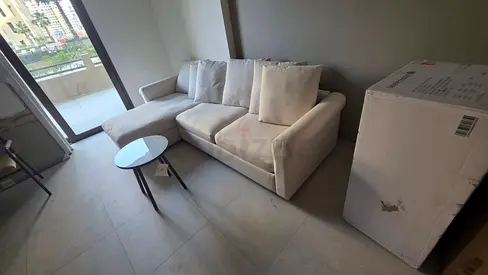 Ikea Gronlid L shape sofa bed under storage space and mattress