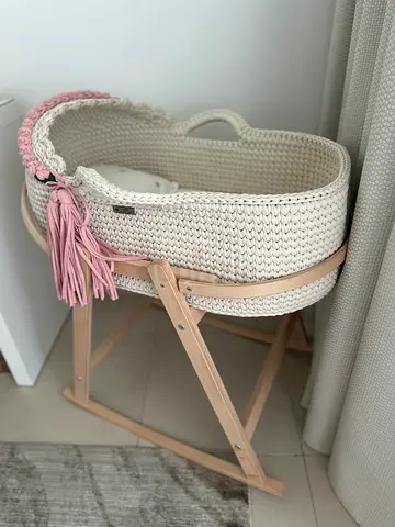 NEW Handmade Crochet Baby Bassinet + Rocking Stand – Never Used