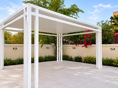 White Outdoor Pergola / Gazebo Frame - Modern Aluminum Structure