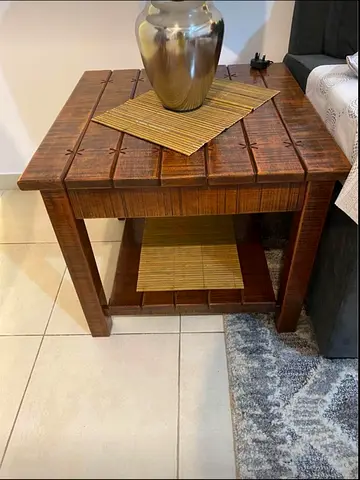 Marina homes Solid Wood Side Table / End Table with Lower Shelf