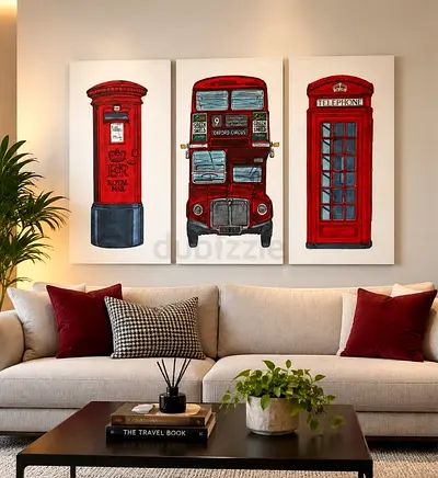 London Themed 3 Piece Canvas Wall Art Set