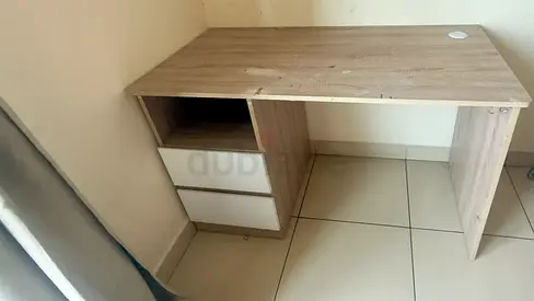 Light Wood Study Desk with Two Drawers - Good Condition