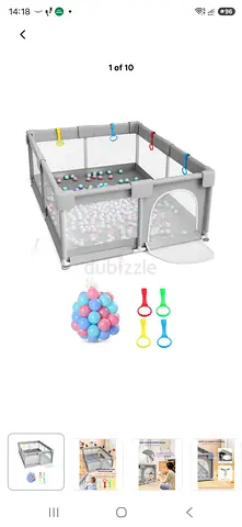 Large Foldable Baby Playpen / Play Yard with Ball Pit and Toy Rings