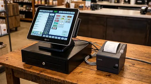 NCR Complete POS Touchscreen System with Cash Drawer & Receipt Printer