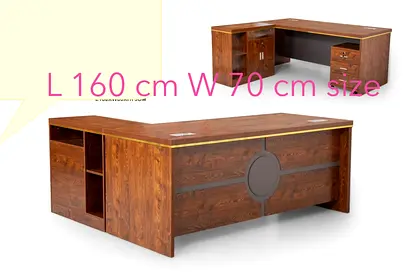 Wooden L-shaped Office Desk 160x70 cm with Storage Drawers