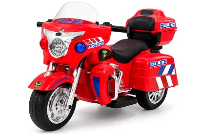Red Police Ride-On Electric Motorcycle for Kids (3-Wheel)