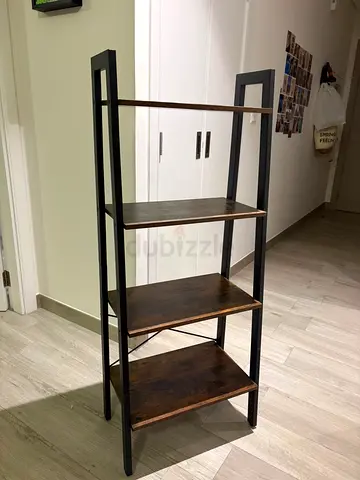 Wood and Metal 4-Tier Open Shelf Unit - Compact Bookshelf