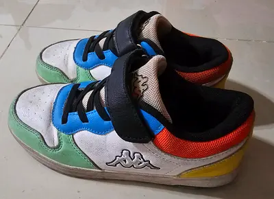 Kappa Kids' Colourblock Low Ankle Sneakers with Hook and Loop Closure