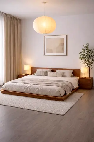Wooden Low Platform Bed