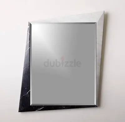 Crate and Barrel white tornado and black marquina marble mirror