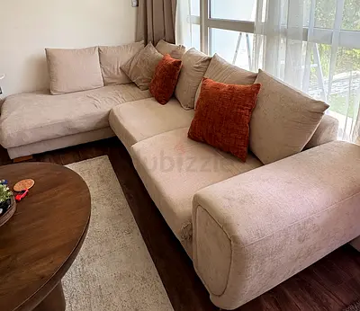 Comfortable L-Shaped 2x3 M Sofa in Beige