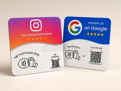 Set of NFC/QR Table Signs for Instagram & Google Reviews
