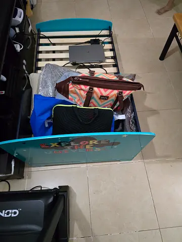 Single Kids Bed Frame with Slats - Light Blue, Good Condition