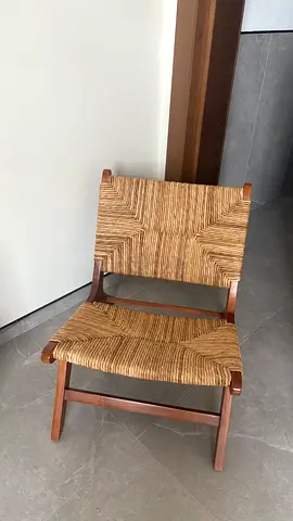 Handwoven Rattan Seat Wooden Folding Accent Chair - Good Condition