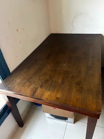 Solid Wooden Dining Table - Rectangular, Dark Finish