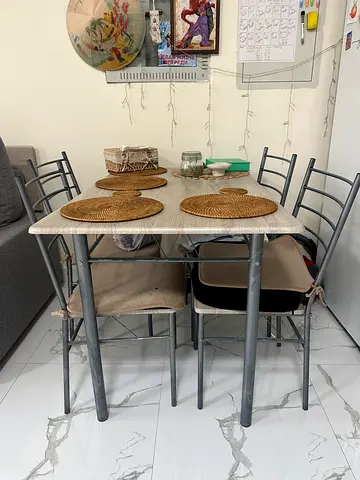 4-seater dining table with chairs - compact modern set