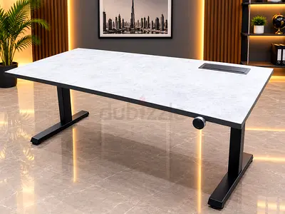 Electric Height-Adjustable Standing Desk with Concrete Top (Large) 180by80
