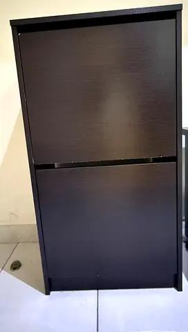 Slim Dark Brown Shoe Cabinet / Small Storage Cupboard
